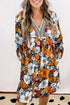 Contrast Trim Patchwork V Neck Long Sleeve Floral Dress