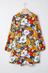 Contrast Trim Patchwork V Neck Long Sleeve Floral Dress