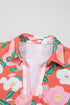 Contrast Trim Polo Collar T Shirt Floral Dress