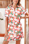 Contrast Trim Polo Collar T Shirt Floral Dress