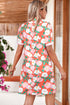 Contrast Trim Polo Collar T Shirt Floral Dress