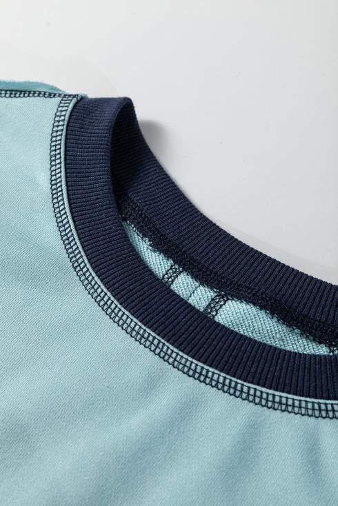 Contrast Trim Reverse Seam Detail Long Sleeve Sweatshirt