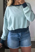 Contrast Trim Reverse Seam Detail Long Sleeve Sweatshirt