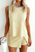 Contrast Trim Ribbed Tank Split Skort Matching Set