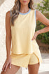 Contrast Trim Ribbed Tank Split Skort Matching Set
