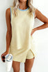 Contrast Trim Ribbed Tank Split Skort Matching Set