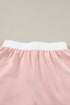 Contrast Trim Ruffled Sleeve Smocked Drawstring Short Set
