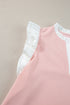 Contrast Trim Ruffled Sleeve Smocked Drawstring Short Set