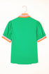 Contrast Trim Split Neck Puff Sleeve Woven Blouse