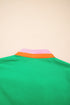 Contrast Trim Split Neck Puff Sleeve Woven Blouse