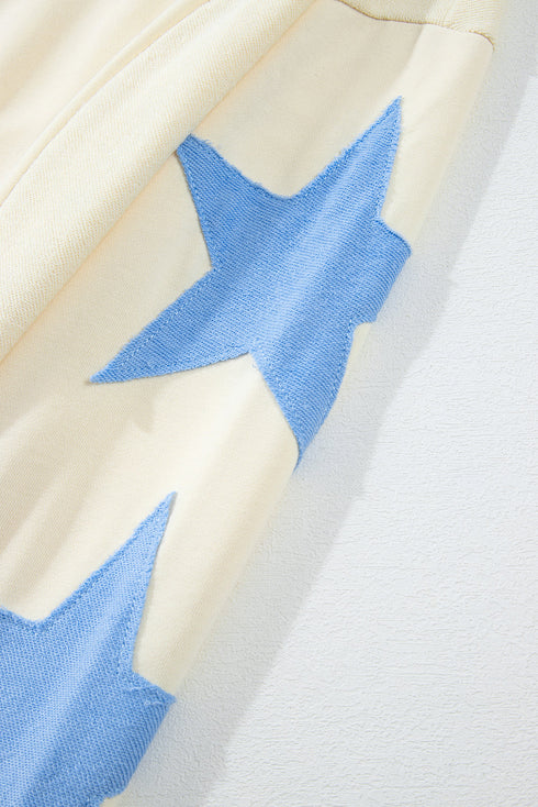 Contrast Trim Star Graphic Long Sleeve Sweatshirt