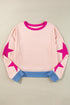 Contrast Trim Star Graphic Long Sleeve Sweatshirt