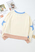 Contrast Trim Star Graphic Long Sleeve Sweatshirt