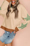 Contrast Trim Star Graphic Long Sleeve Sweatshirt