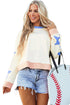 Contrast Trim Star Graphic Long Sleeve Sweatshirt