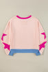 Contrast Trim Star Graphic Long Sleeve Sweatshirt