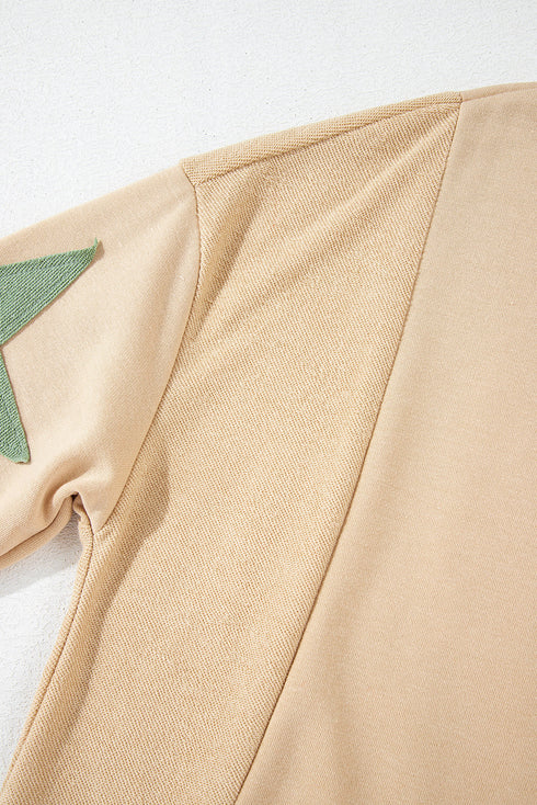 Contrast Trim Star Graphic Long Sleeve Sweatshirt