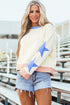 Contrast Trim Star Graphic Long Sleeve Sweatshirt