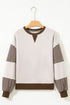 Contrast Trim Striped Sleeve Relaxed Fit Pullover Sweatshirt