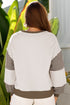 Contrast Trim Striped Sleeve Relaxed Fit Pullover Sweatshirt