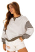 Contrast Trim Striped Sleeve Relaxed Fit Pullover Sweatshirt
