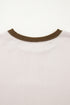 Contrast Trim Striped Sleeve Relaxed Fit Pullover Sweatshirt