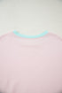 Contrast Trim Striped Sleeve Relaxed Fit Pullover Sweatshirt