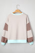 Contrast Trim Striped Sleeve Relaxed Fit Pullover Sweatshirt