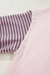 Contrast Trim Striped Sleeve Relaxed Fit Pullover Sweatshirt