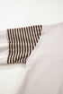 Contrast Trim Striped Sleeve Relaxed Fit Pullover Sweatshirt
