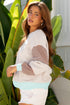 Contrast Trim Striped Sleeve Relaxed Fit Pullover Sweatshirt
