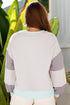 Contrast Trim Striped Sleeve Relaxed Fit Pullover Sweatshirt