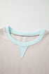 Contrast Trim Striped Sleeve Relaxed Fit Pullover Sweatshirt
