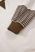Contrast Trim Striped Sleeve Relaxed Fit Pullover Sweatshirt