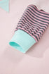 Contrast Trim Striped Sleeve Relaxed Fit Pullover Sweatshirt