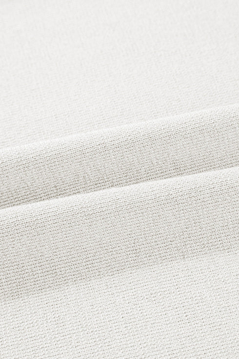 Contrast Trim Textured Knit Half Sleeve Drop Shoulder Drawstring Waist Wide Leg Two Piece Pant Set