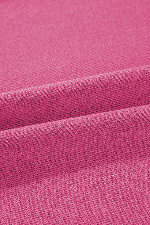 Contrast Trim Textured Knit Half Sleeve Drop Shoulder Drawstring Waist Wide Leg Two Piece Pant Set