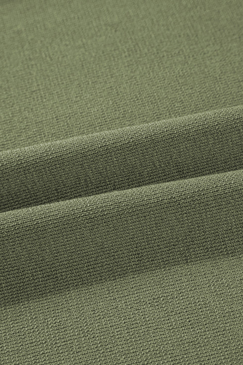 Contrast Trim Textured Knit Half Sleeve Drop Shoulder Drawstring Waist Wide Leg Two Piece Pant Set