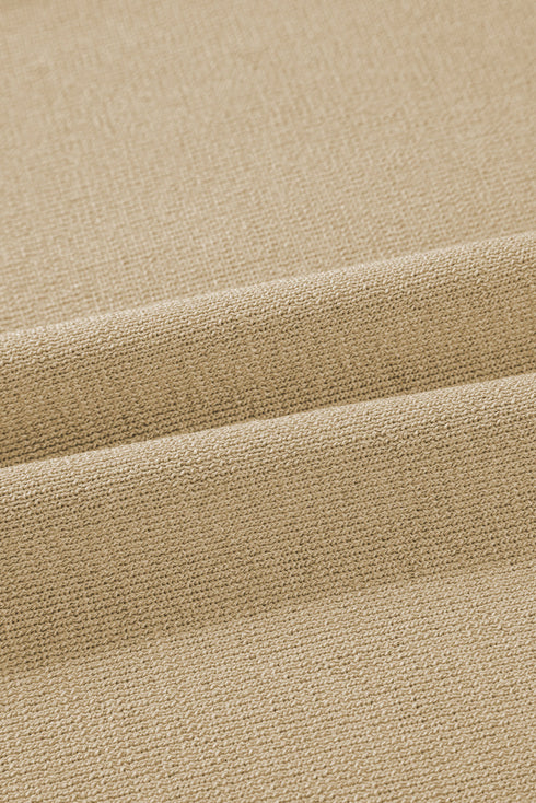 Contrast Trim Textured Knit Half Sleeve Drop Shoulder Drawstring Waist Wide Leg Two Piece Pant Set