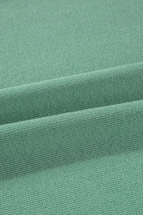 Contrast Trim Textured Knit Half Sleeve Drop Shoulder Drawstring Waist Wide Leg Two Piece Pant Set