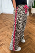 Contrast Trim Tie Waist Leopard Print Pants