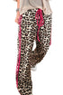 Contrast Trim Tie Waist Leopard Print Pants