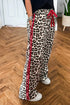 Contrast Trim Tie Waist Leopard Print Pants