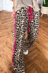 Contrast Trim Tie Waist Leopard Print Pants
