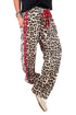 Contrast Trim Tie Waist Leopard Print Pants