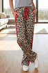 Contrast Trim Tie Waist Leopard Print Pants