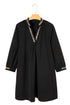 Contrast Trim V Neck Bracelet Sleeve Shift Mini Dress
