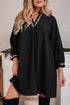 Contrast Trim V Neck Bracelet Sleeve Shift Mini Dress