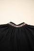 Contrast Trim V Neck Bracelet Sleeve Shift Mini Dress