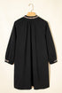 Contrast Trim V Neck Bracelet Sleeve Shift Mini Dress